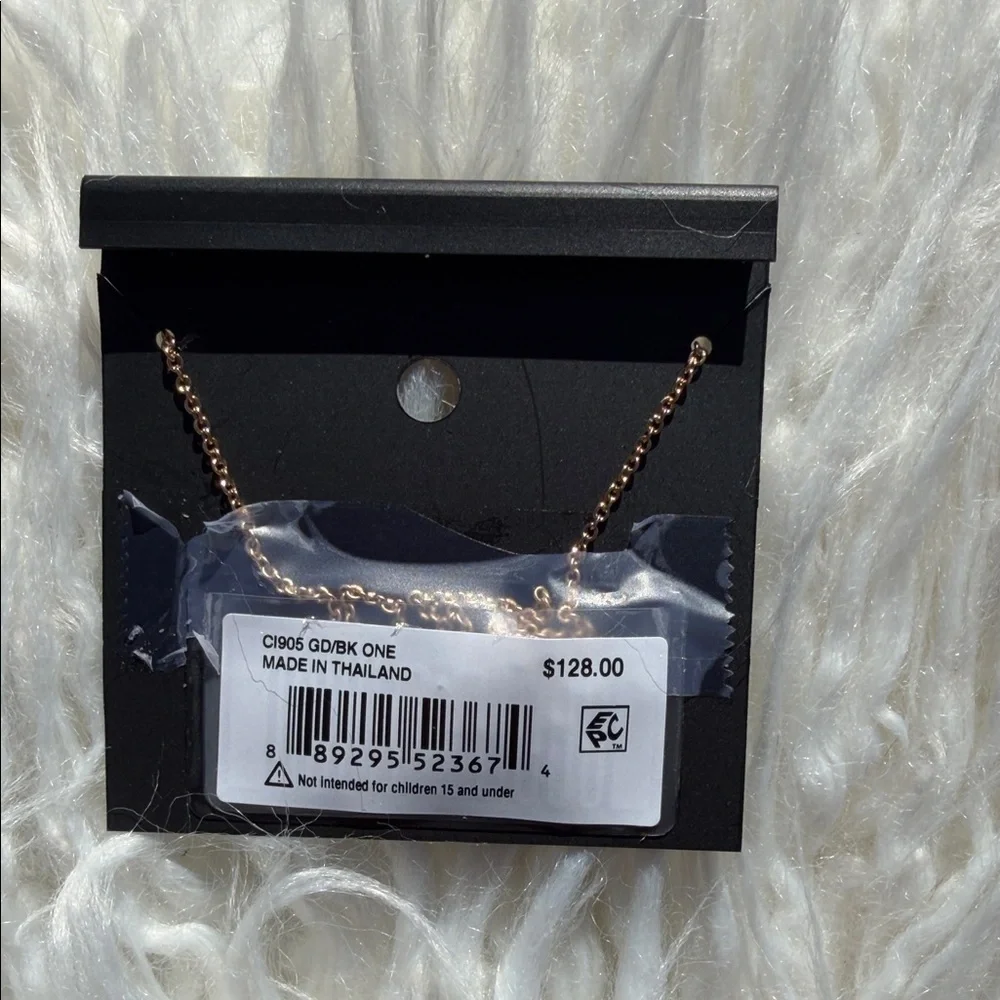 NWT Coach Signature Enamel Rondell Gold and Black Pendant Necklace